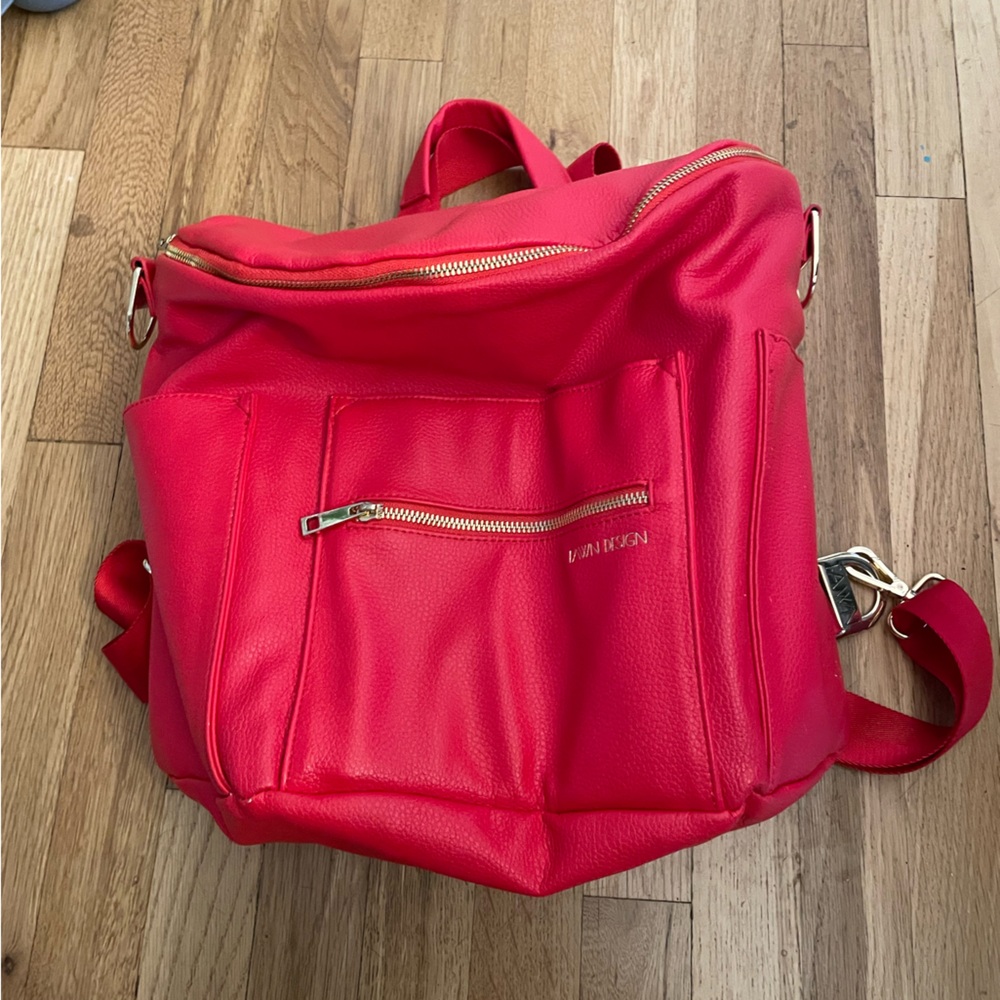 Fawn design vegan leather diaper bag